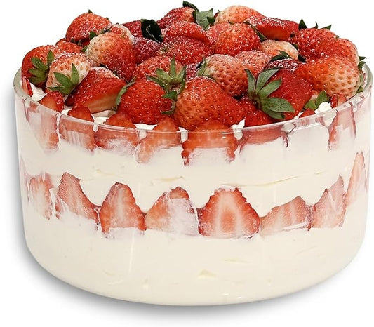104oz Large Glass Trifle Bowl, Modern Design Clear Glass Round Dessert Centerpiece Serving Bowl for