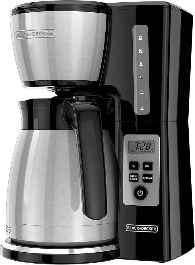 BLACK+DECKER 12 Cup Thermal Programmable Coffee Maker with Brew Strength and VORTEX Technology