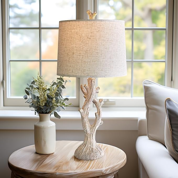 OYEARS Farmhouse Table Lamps Set of 2 for Living Room Bedroom Bedside Tree Lamp Nightstand End