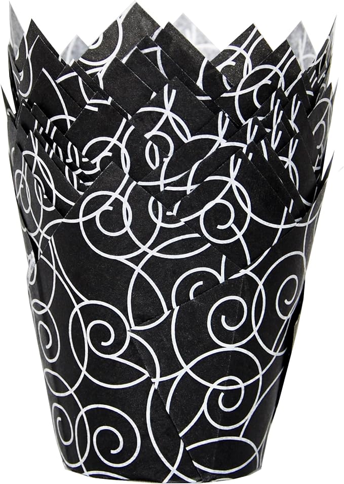 Muffin Greaseproof paper Baking cupcake cups, 2"(Bottom diameter) x 3-1/2"(Height) Black Fancy