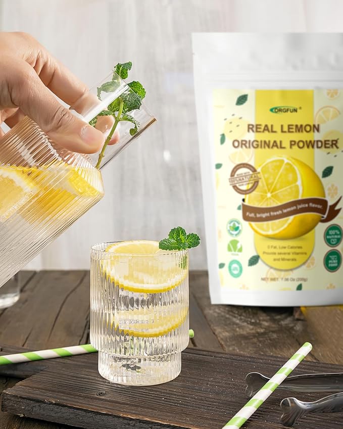 ORGFUN Original Lemon Powder, Freeze Dried Lemon Juice Powder, Great for Beverages, Smoothies