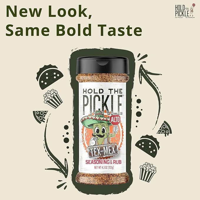 Hold The Pickle Tex Mex Pickle Seasoning - For Popcorn, Cooking - TexMex Flavored Dill Pickles
