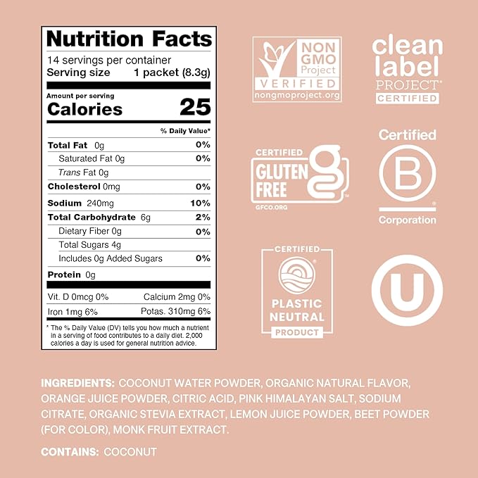 Cure Hydration | Plant-Based Electrolyte Drink Mix | No Added Sugar | FSA-HSA | Dehydration Relief