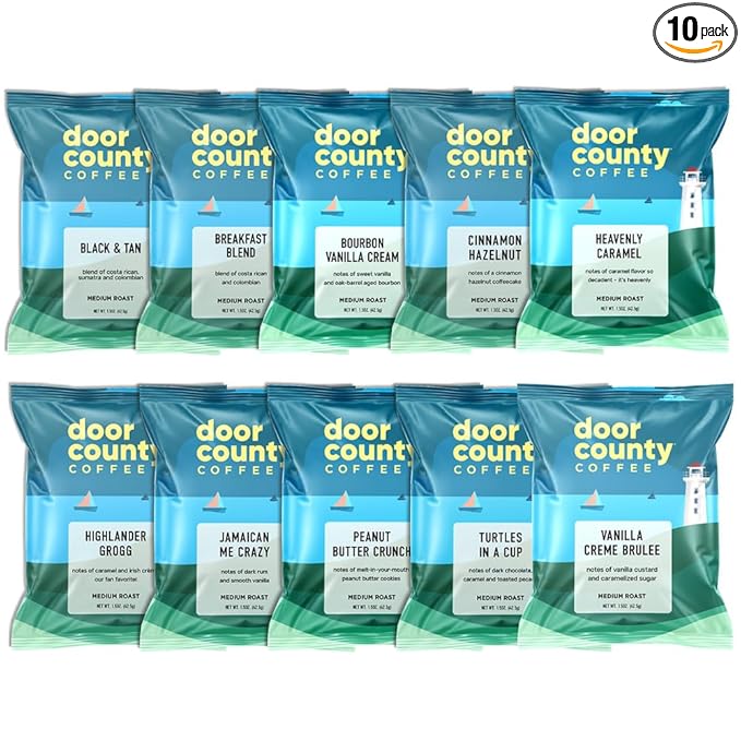 Gourmet Flavored Coffee Sampler Pack - 10 Bags of Unique Flavored Coffees ??100% Specialty Grade 1