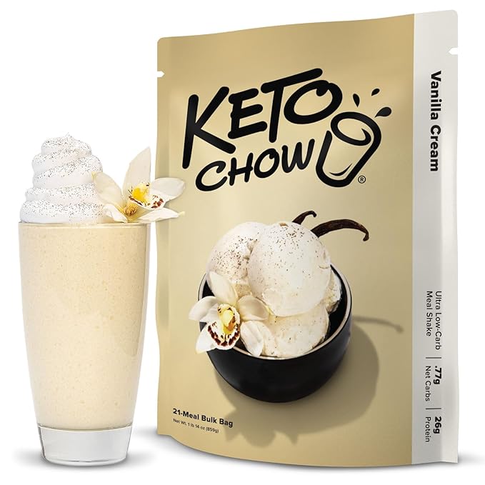 Keto Chow Vanilla Cream - Keto Meal Replacement Shake Powder - Nutritionally Complete - Low Carb