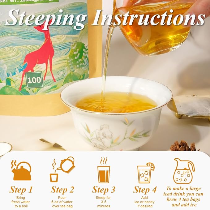 WT WEETEE Oolong Tea Bags 100 Count, Floral & Slightly Fruity Chinese Oolong Tea, Super Antioxidant