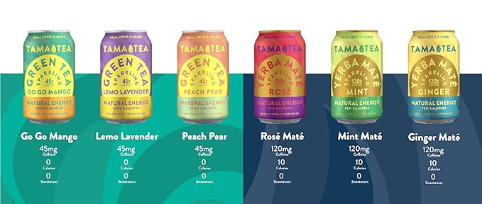 Tama Tea Sugar-Free Sparkling Green Tea, Lemo Lavender – Organic & Naturally Energizing – Zero