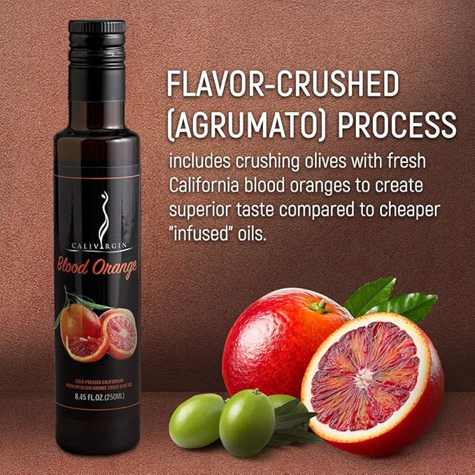 Calivirgin Blood Orange Olive Oil - Blood Orange Infused Extra Virgin Olive Oil - Cold Pressed