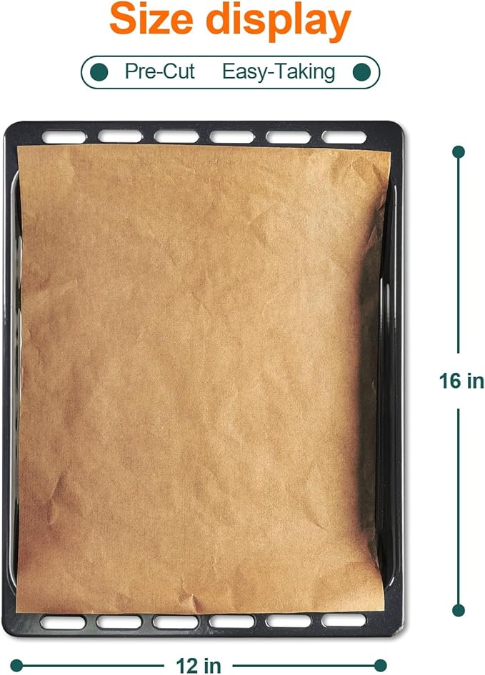 60Pcs Unbleached Parchment Paper Sheets for Baking. 12x16 Inches Parchment Paper, Precut Baking