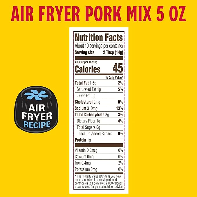 Louisiana Fish Fry Products Air Fry Pork Coating Mix, 5 Oz, Pack of 6