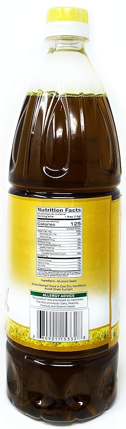 Rani Mustard Oil (Kachi Ghani) 33.8 Ounce (1 Liter) Pack of 2, NON-GMO | Gluten Free | Vegan | 100%