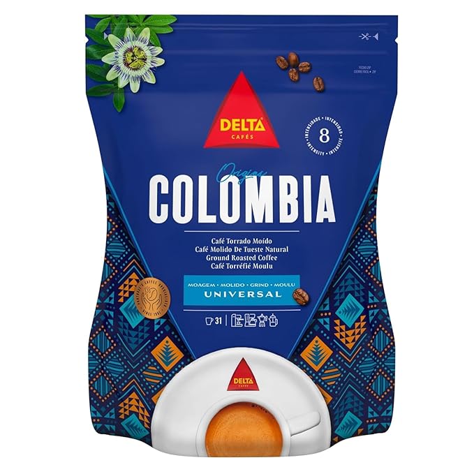 Delta Colômbia Ground Coffee, Smooth and Delicious Medium Roast Coffee, Espresso Machine