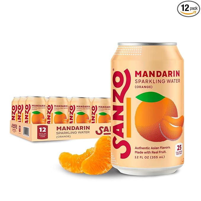 Sanzo Flavored Sparkling Water - Mandarin Orange Seltzer - Low Calorie Low Sugar Soda - Craft Asian