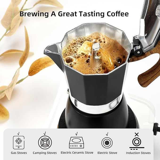 Mongdio Stovetop Espresso Maker Moka Pot, Cuban Coffee Maker Stove top coffee maker Moka Italian
