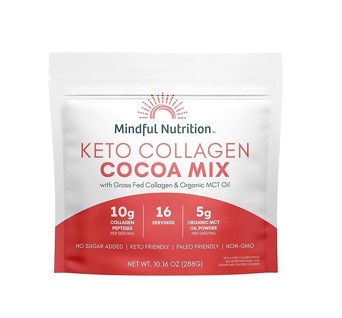 Mindful Nutrition Keto Protein Cocoa Mix with Collagen Peptides Powder & Organic MCT Oil Friendly