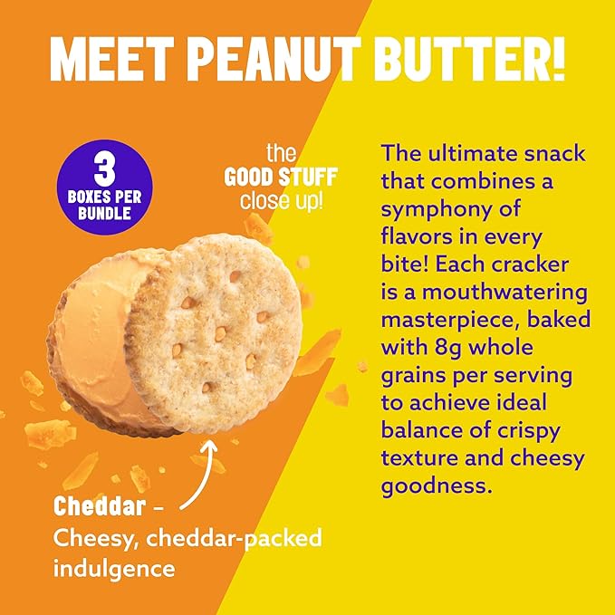 Mavericks Sandwich Crackers Cheddar - Cheese Filled Whole Grain Sandwich Cracker Snack Packs