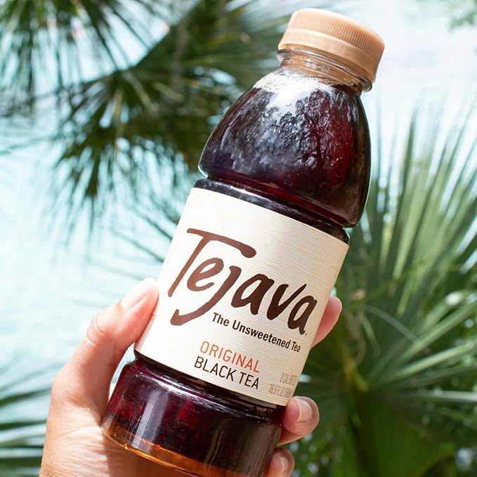 Tejava Original Unsweetened Black Iced Tea, 12 Pack, 16.9oz PET Bottles, Non-GMO, Kosher, No Sugar