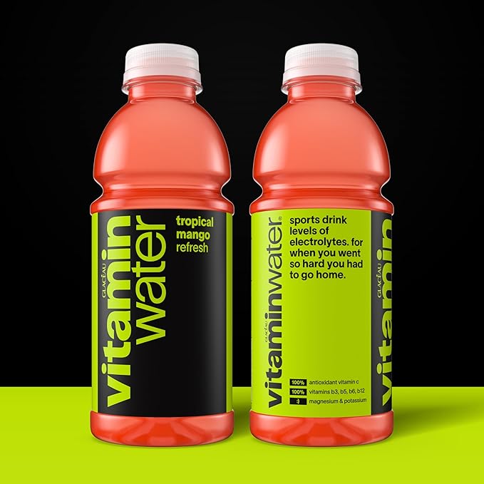 vitaminwater Refresh Tropical Mango Nutrient Enhanced Flavored Water Beverage, 20 fl oz Bottles, 12