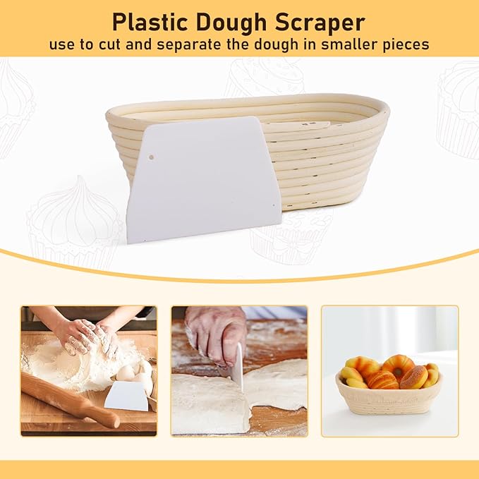 Nisorpa 10 Sets Banneton Bread Proofing Basket Sourdough Proofing Baskets Bread Baking Bowl Kit