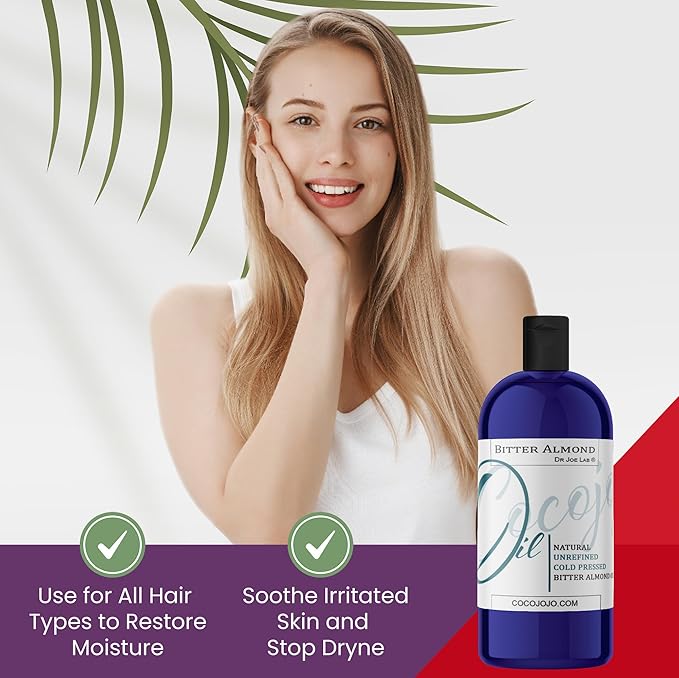 cocojojo Pure Bitter Almond 32 oz 1 Quart Oil Unrefined Cold Pressed Extra Virgin All Natural