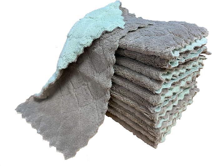 kimteny 12 Pack Kitchen Cloth Dish Towels, Premium Dishcloths, Super Absorbent Coral Velvet