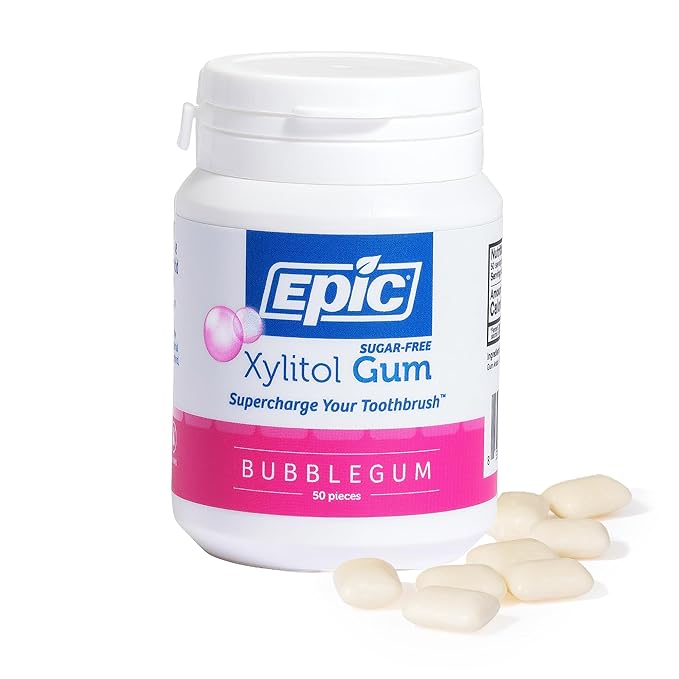 Epic 100% Xylitol Bubblegum Chewing Gum - Sugar Free, Aspartame Free Dental Gum - Supports Oral