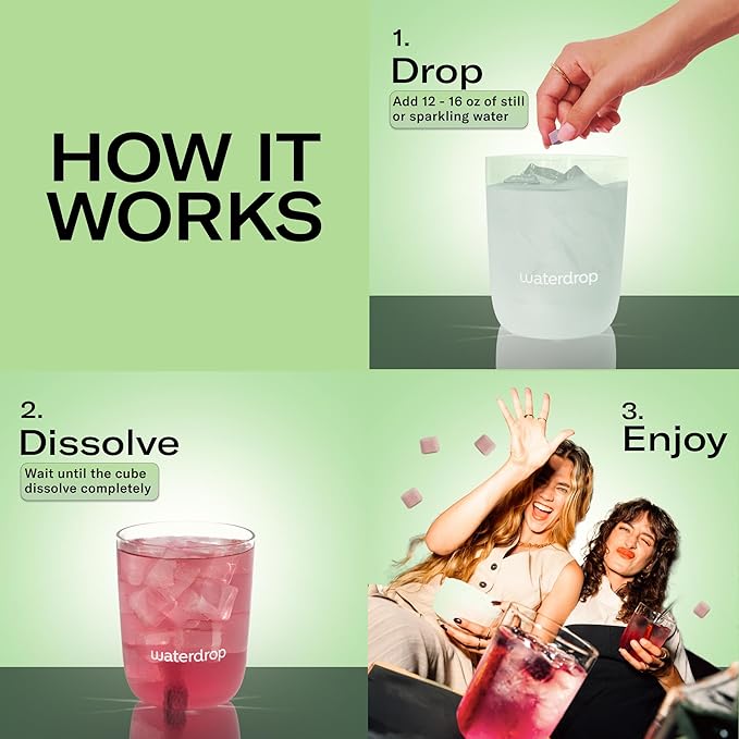 Waterdrop Hydration Cubes With Vitamin C, B Vitamins and Electrolytes, 6 Flavor Electrolyte Variety