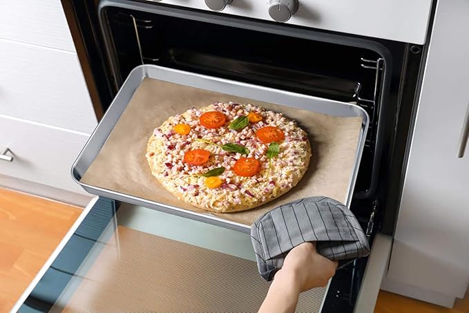 TeamFar Baking Sheet Set of 2, Baking Pans Tray Cookie Sheet Stainless Steel, Non Toxic & Healthy