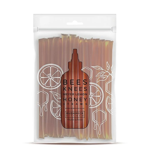 Bees Knees Meyer Lemon Honey Sticks, 50 Sticks, 1tsp Each, Wildflower Honey Straws Infused with a
