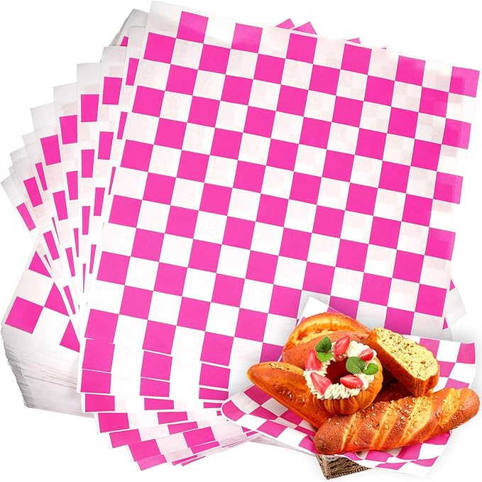Honeydak 600 Pcs Sandwich Wrapping Paper Sheet 15x15 Checkered Food Wax Sheets Parchment Burgers