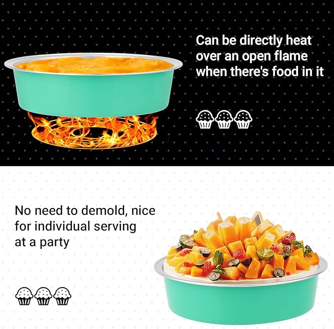 Beasea Disposable Baking Cups, 200 Pack 7.3oz 215ml Aluminum Ramekins Foil Baking Cups 4" Ramekin