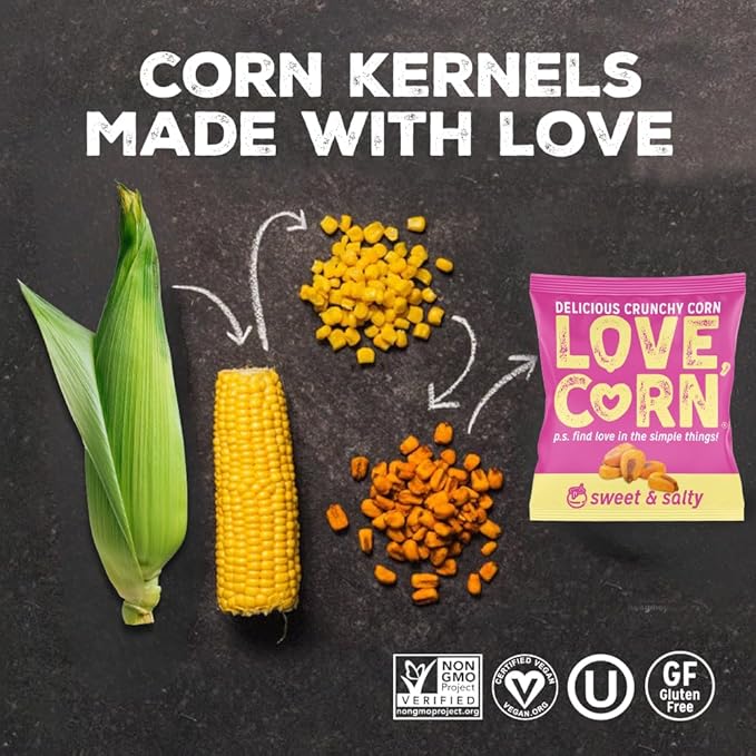 LOVE CORN Sweet & Salty 0.7oz x 20 bags - Delicious Crunchy Corn - Healthy Family Snacks - Gluten