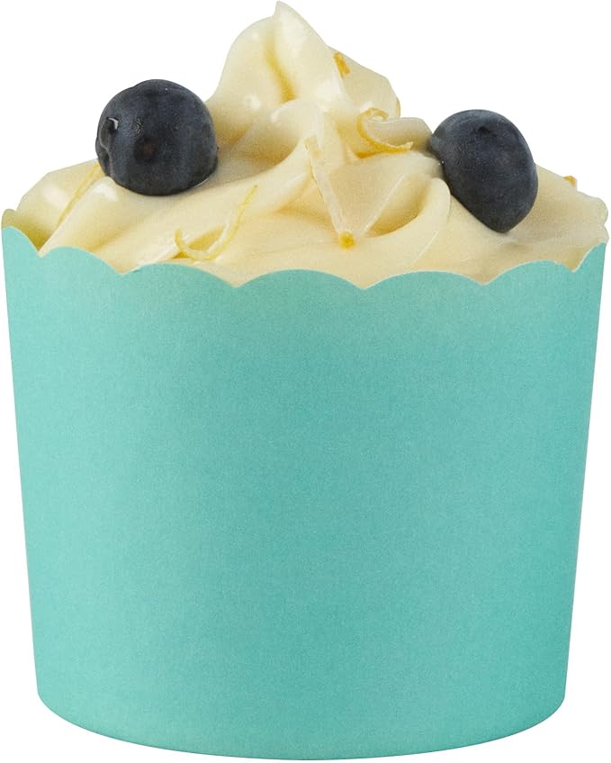 Panificio 6 Ounce Cupcake Wrappers, 200 Scalloped Baking Cups - Oven-Ready, Greaseproof, Turquoise