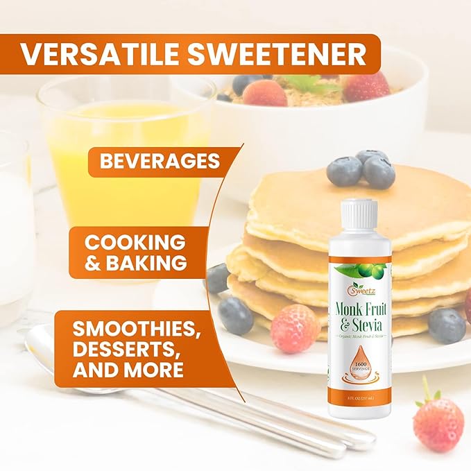 Monk Fruit & Stevia Liquid Sweetener Drops - Natural Sweeteners & Sugar Alternatives - Delicious
