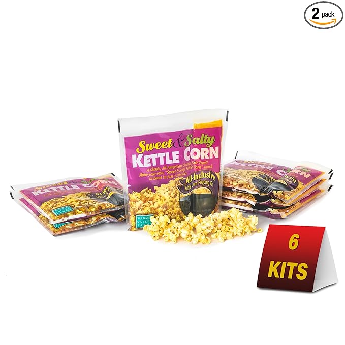 All in One Popcorn Packs - Wabash Valley Farms Sweet & Salty Kettle Corn, Popcorn Kernels for
