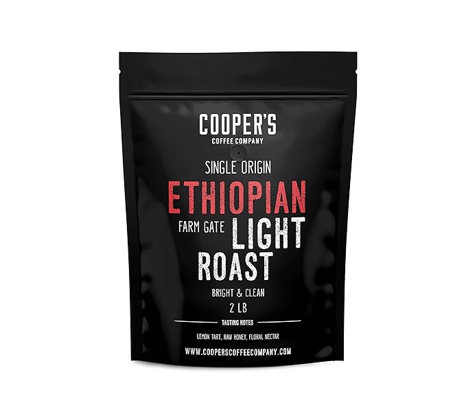 Ethiopian Bold Light Roast Coffee, Gourmet Single-Origin Coffee Beans from Ethiopia, Whole Bean
