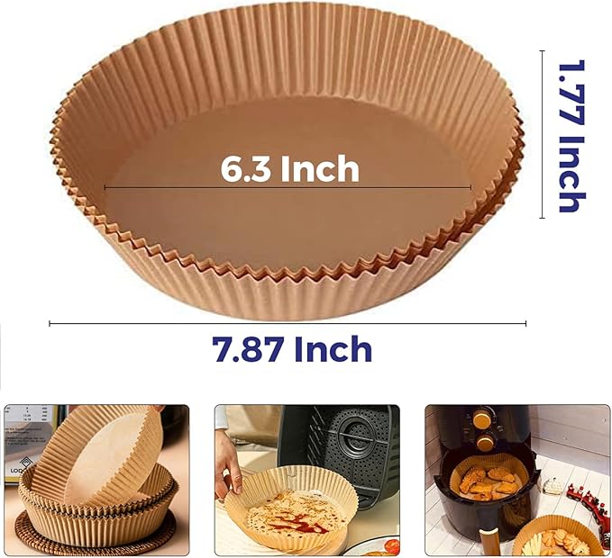 Air Fryer Disposable Paper Liner- 100 Pcs Non Stick Parchment Paper Liner for Air Fryer - Lodgisity