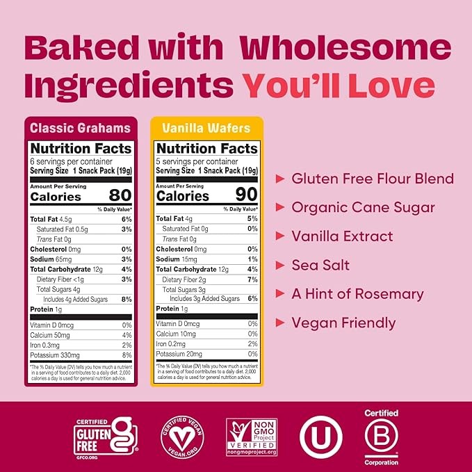Partake Gluten Free Mini Classic Graham Crackers & Vanilla Wafer Cookies Variety Pack - Vegan