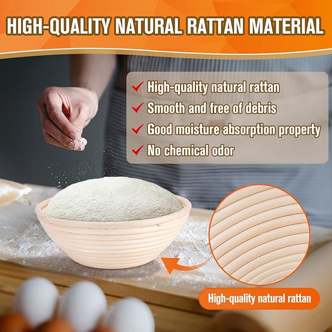 Banneton Bread Proofing Basket, Sourdough Banneton Basket, 9 inch Round Banton Proofing Baskets