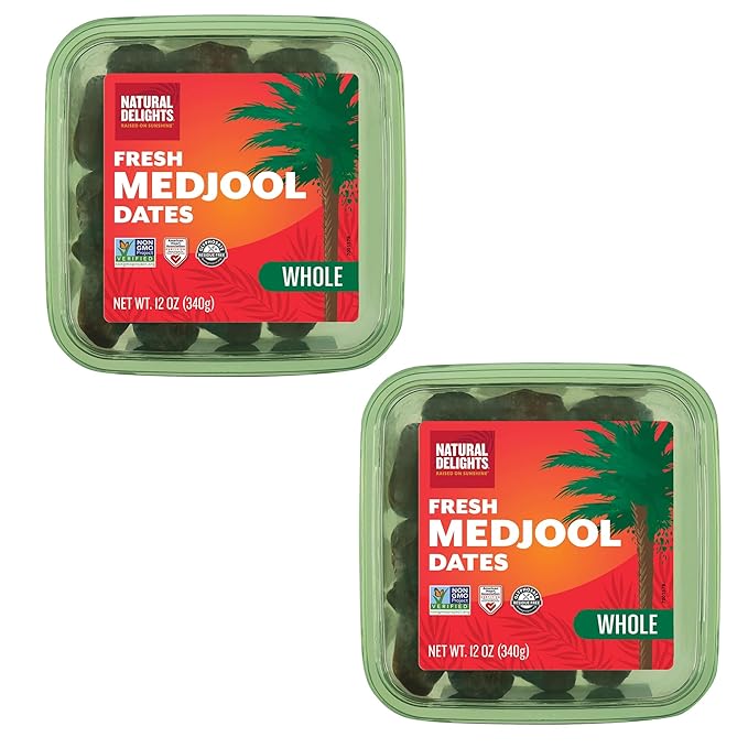 Natural Delights Medjool Dates Whole - Non-GMO Verified Fruit, Good Source of Fiber & Potassium