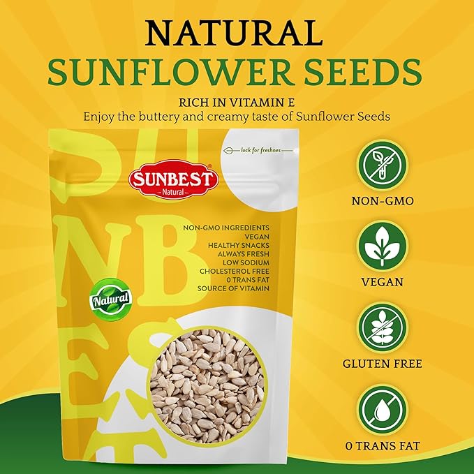 Sunbest Natural Raw Sunflower Seed Kernels ??80 oz (5 lb) Bulk Bag ??Unsalted Sunflower Seeds to