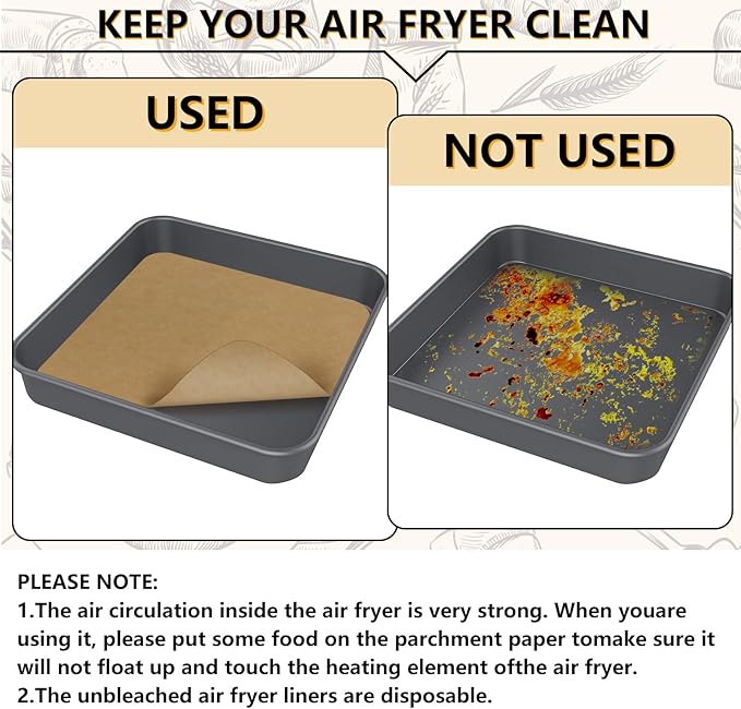 120 Sheets 12 inch Air Fryer Parchment Paper Squares,Non Stick Baking Disposable Paper Liner