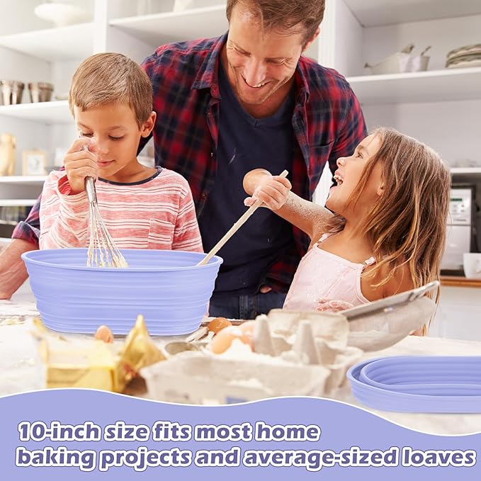 Nuogo 4 Pack Oval Bread Proofing Basket Silicone 10 Inch Collapsible Sourdough Bread Baking