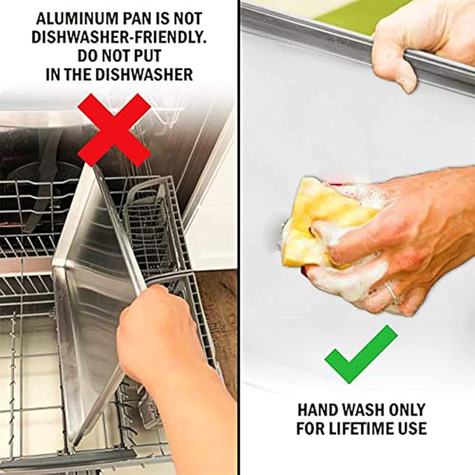 KITCHENATICS Quarter Sheet Baking Pans, Premium Quality Aluminum Cookie Sheet Set - Oven Safe