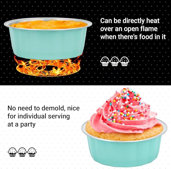 Beasea 8oz Aluminum Ramekins, 200 Pack 3.9" Mini Disposable Baking Foil Cups Ramekin Cup Cupcake