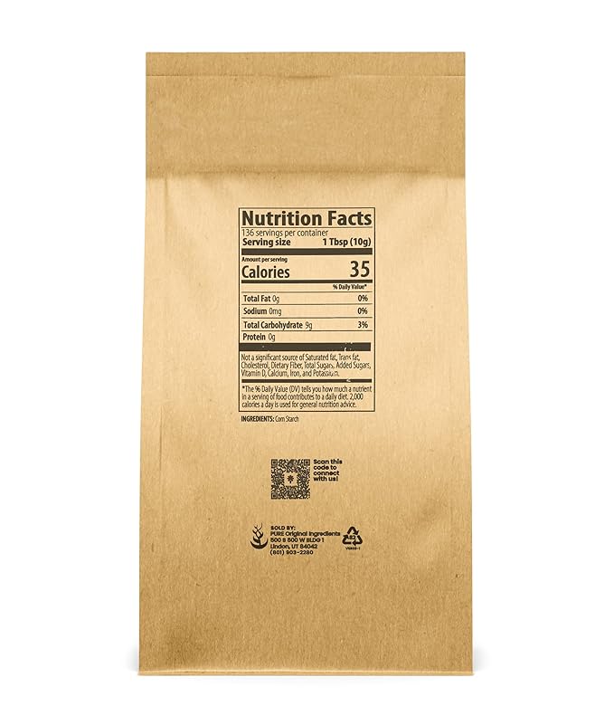 Pure Original Ingredients Corn Starch (3 lb) Thickener For Sauces, Soup, & Gravy