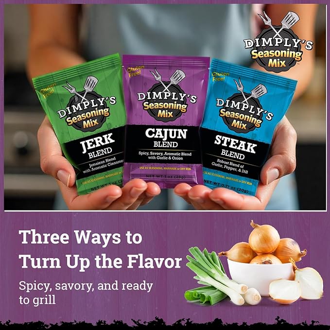 Dimply's Cajun, Jerk,Steak Seasoning Mix,Marinade and Dry Rub Perfect for Steak,Chicken,Vegetables
