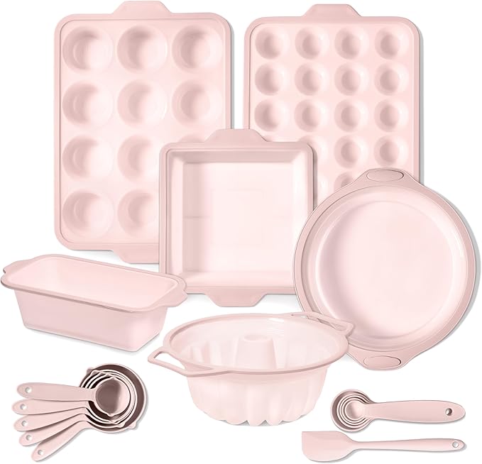 COOK WITH COLOR 17 Pc. Silicone Baking Pan Set - Non-Stick & Easy Clean Silicone Muffin Pans for