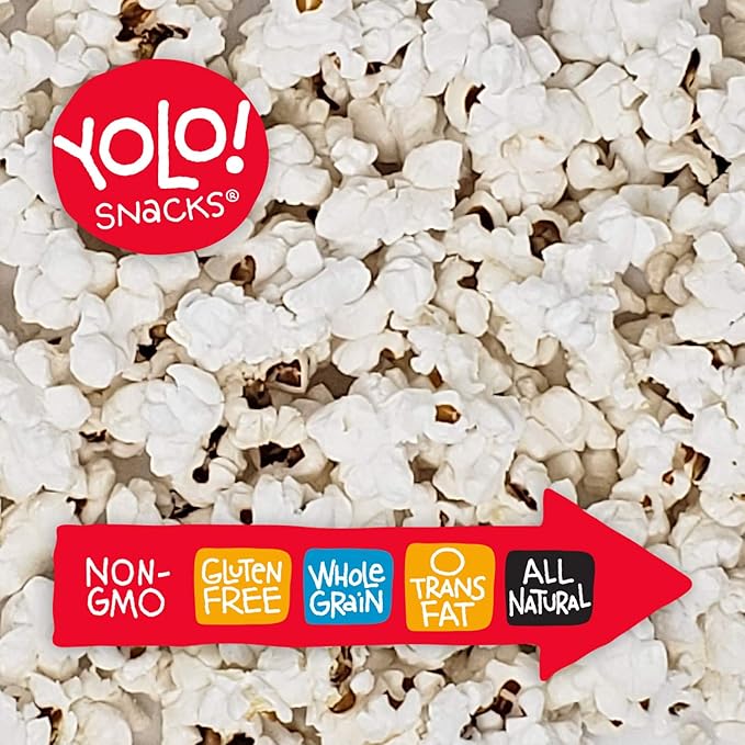 YOLO! Snacks - Gourmet White Virtually Hulless Popcorn Kernels - Small Kernels - Non-GMO - 14oz (3