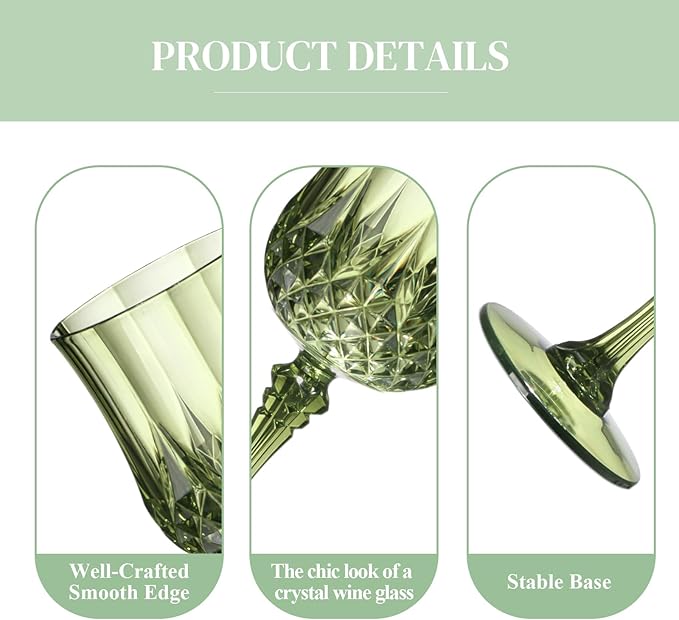 XUWAIDSGN 48 Pcs 7oz Plastic Vintage Wine Glasses Drinking Glasses Unbreakable Wedding Glassware